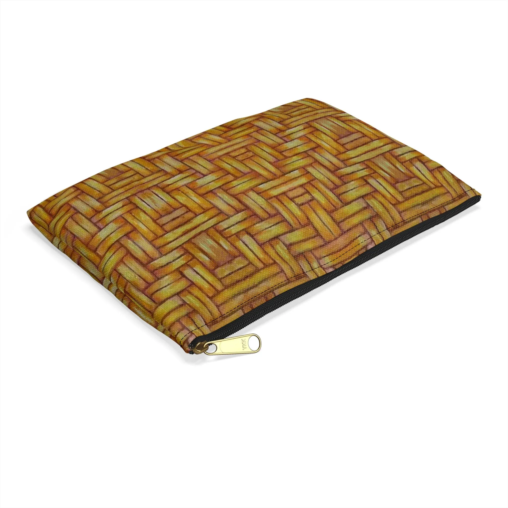 Accessory Pouch, Native American, Euchee Basketweave design, pencil case, cosmetic travel bag, flat zipper bag