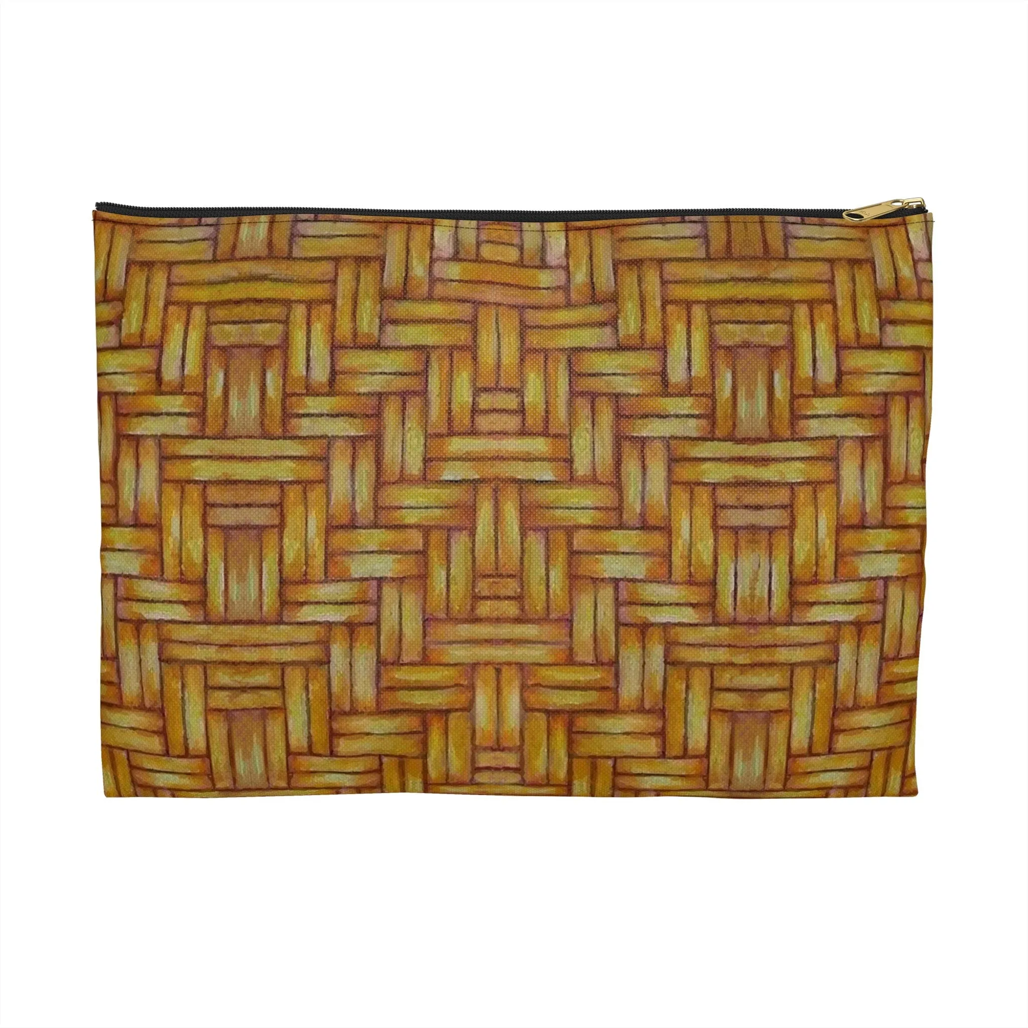 Accessory Pouch, Native American, Euchee Basketweave design, pencil case, cosmetic travel bag, flat zipper bag