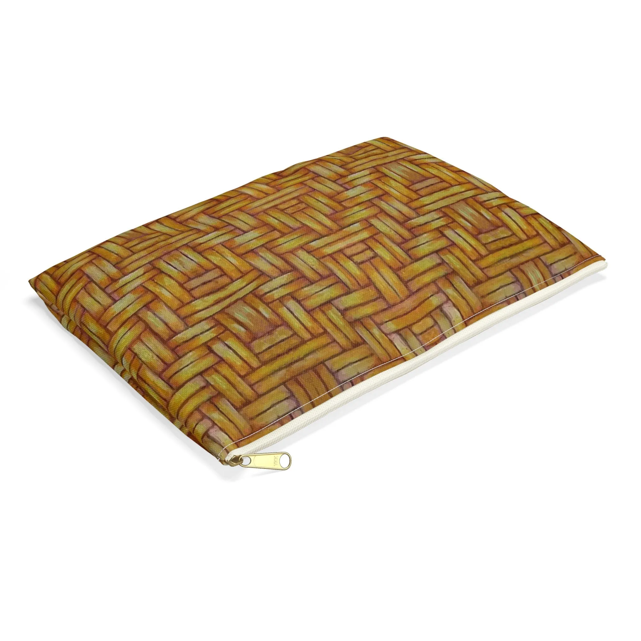 Accessory Pouch, Native American, Euchee Basketweave design, pencil case, cosmetic travel bag, flat zipper bag