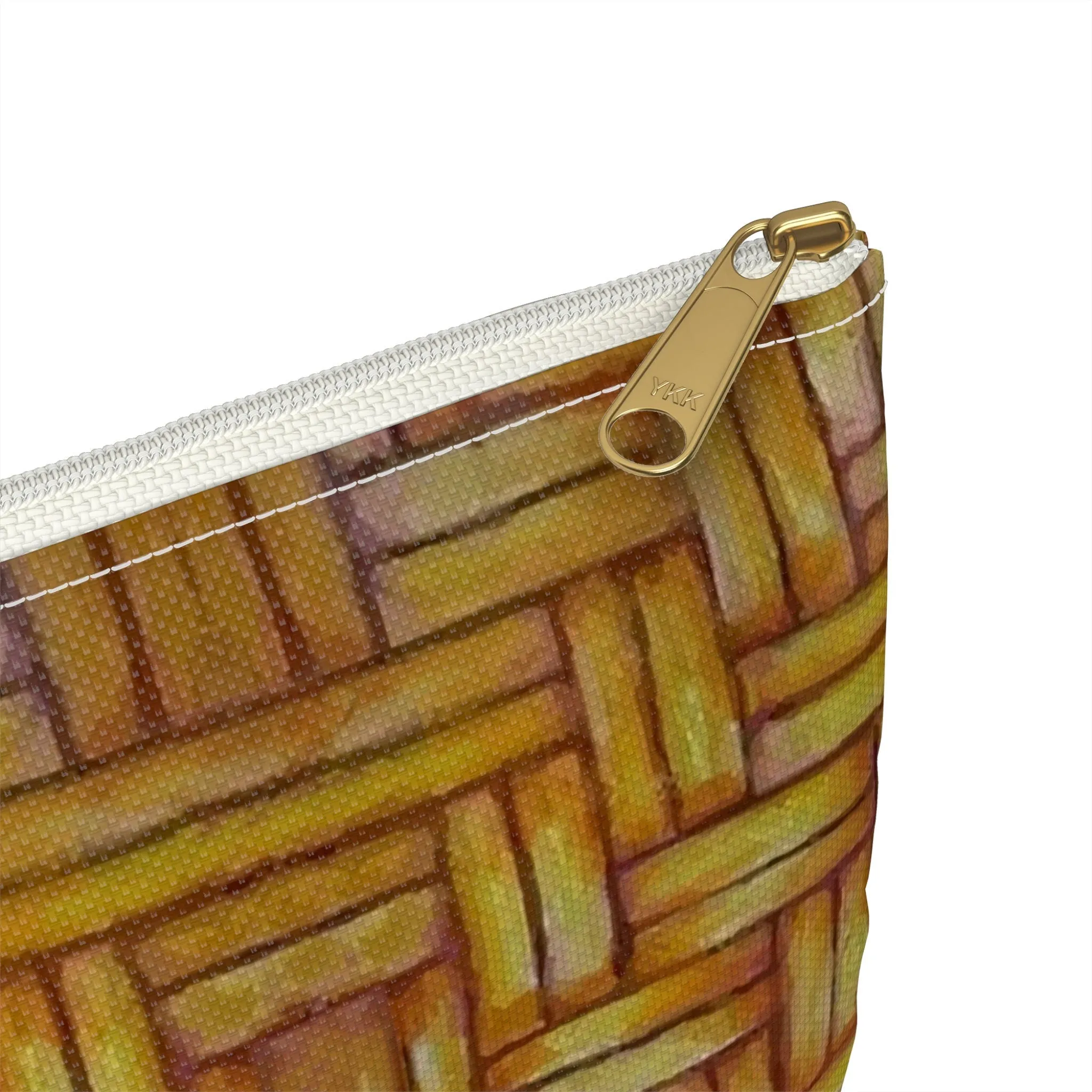 Accessory Pouch, Native American, Euchee Basketweave design, pencil case, cosmetic travel bag, flat zipper bag