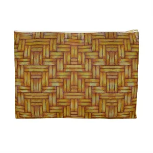 Accessory Pouch, Native American, Euchee Basketweave design, pencil case, cosmetic travel bag, flat zipper bag