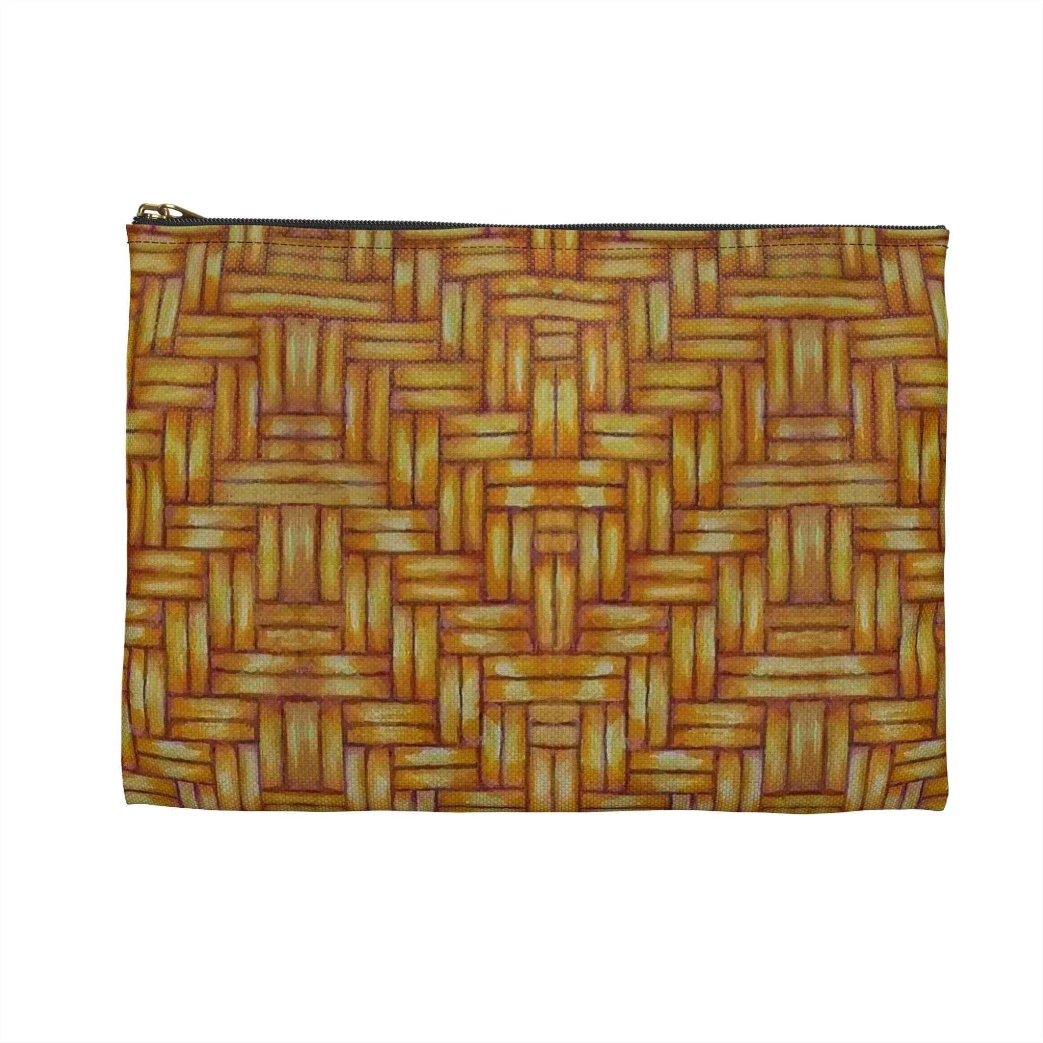 Accessory Pouch, Native American, Euchee Basketweave design, pencil case, cosmetic travel bag, flat zipper bag