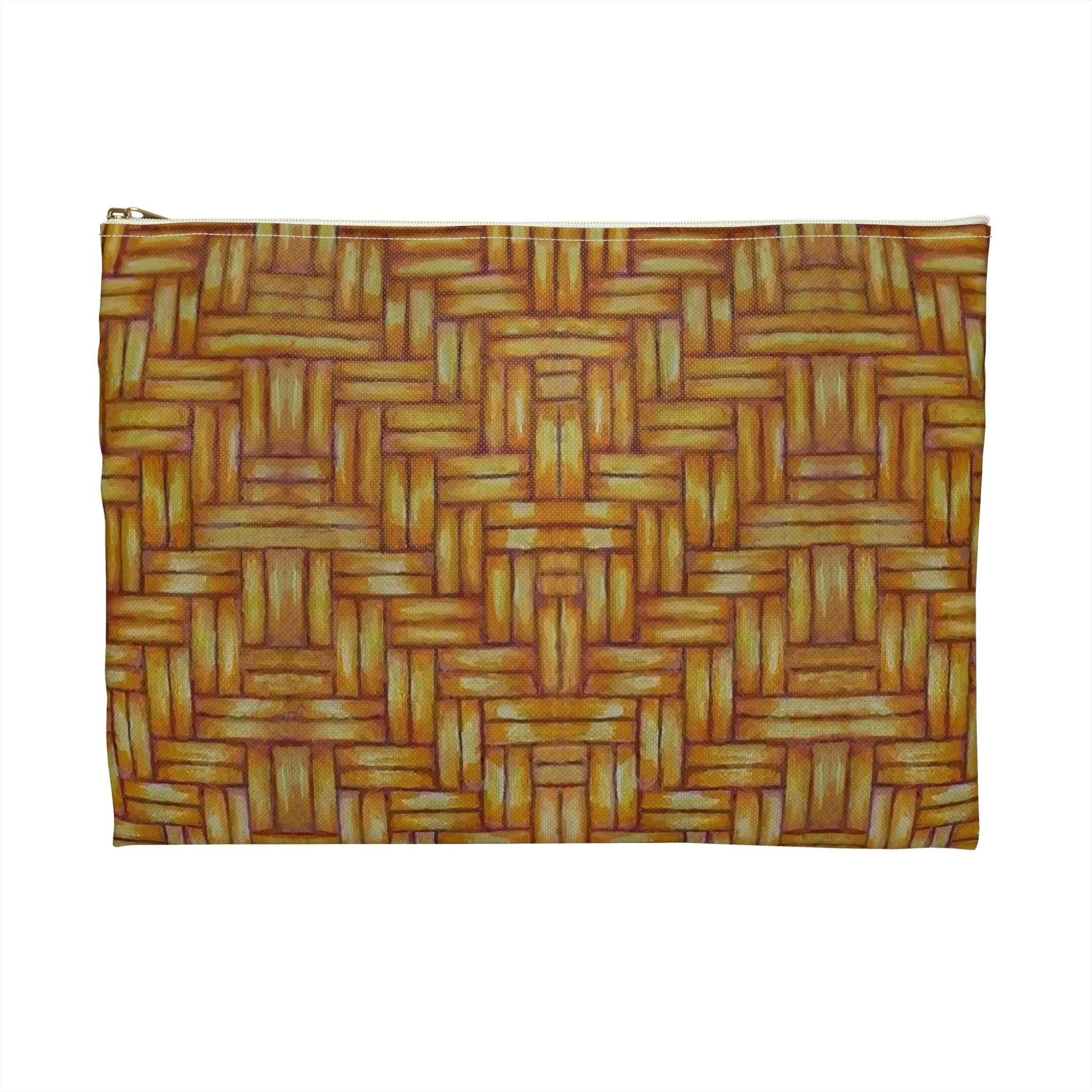 Accessory Pouch, Native American, Euchee Basketweave design, pencil case, cosmetic travel bag, flat zipper bag