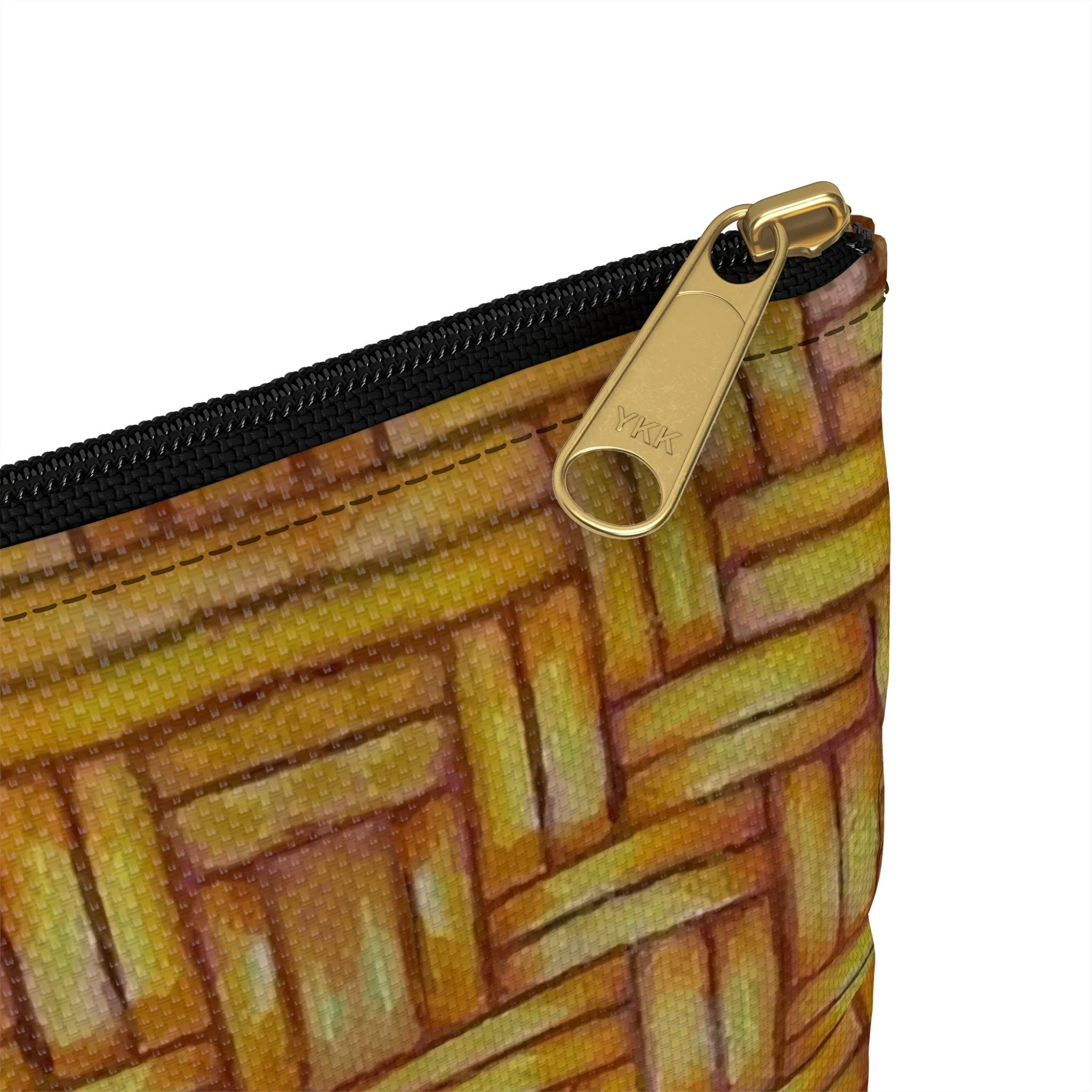 Accessory Pouch, Native American, Euchee Basketweave design, pencil case, cosmetic travel bag, flat zipper bag