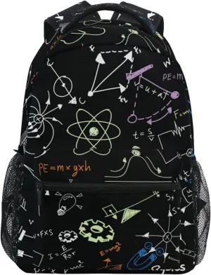 Acpiggto Backpack Daypack Cute Physics Formula Scientific Diagram Blackboard Shoulder Bag with Name Label Tag With Padded Shoulder Strap Large Medium Size