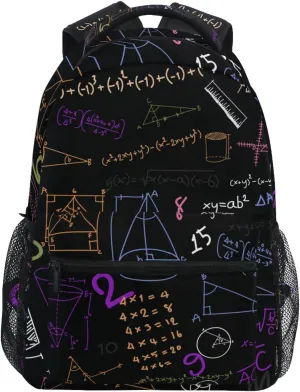 Acpiggto Backpack Daypack Shoulder Bag with Name Label Tag Hippie Math Formula Diagram Education Blackboard Luggage Bag for Gym Sports Casual Women Men