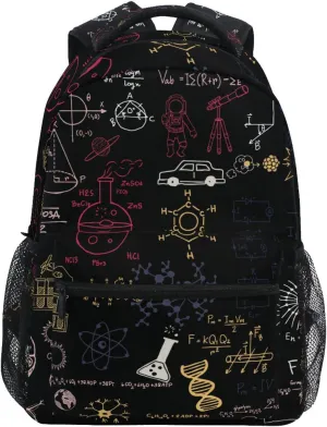 Acpiggto Backpack Daypack Shoulder Bag with Name Label Tag Red Navy Science Concept Chemical Biology Geography Space Rucksack Bookbag Laptop Compartment