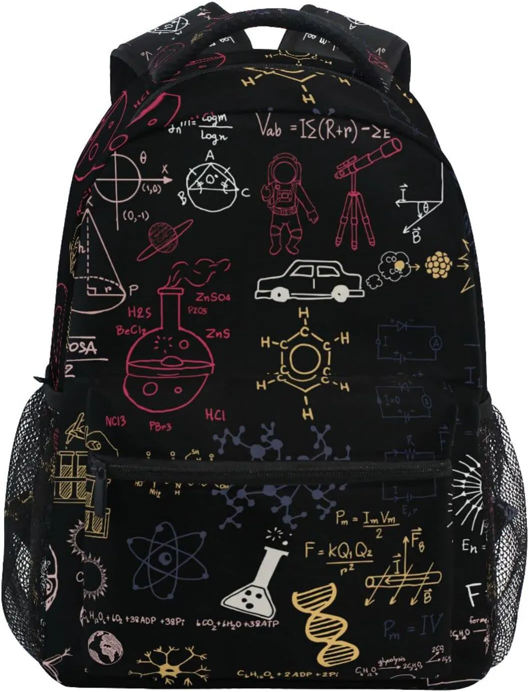 Acpiggto Backpack Daypack Shoulder Bag with Name Label Tag Red Navy Science Concept Chemical Biology Geography Space Rucksack Bookbag Laptop Compartment