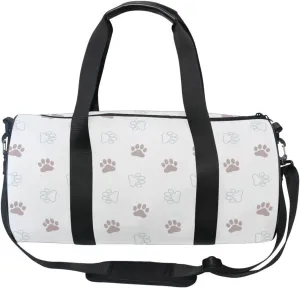 Acpiggto Gym Bag Sports Duffel Bag Brown White Footprints Dog Cat Cute Cartoon Travel Luggage Bag Weekender Tote Sling Shoulder Backpack for Women Men Boys Girls