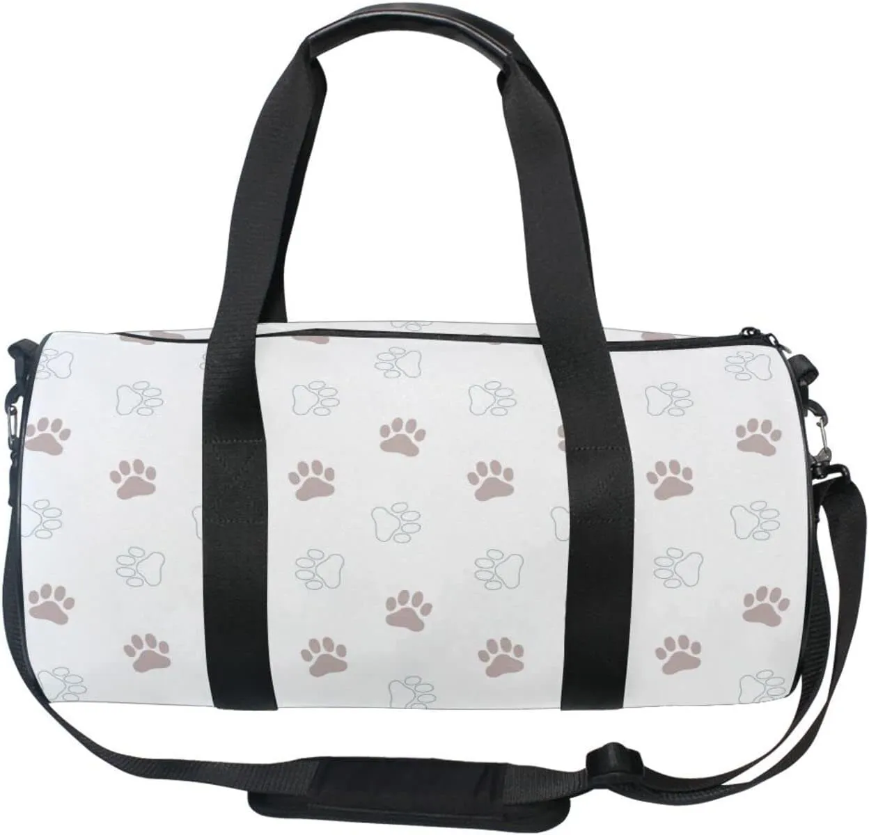 Acpiggto Gym Bag Sports Duffel Bag Brown White Footprints Dog Cat Cute Cartoon Travel Luggage Bag Weekender Tote Sling Shoulder Backpack for Women Men Boys Girls