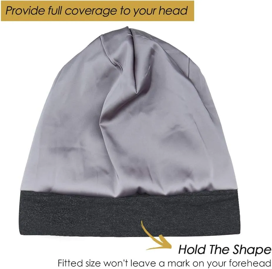 Adjustable Satin Lined Sleep Cap for Dreadlocks Curly Hair Large Head-Stay On Overnight