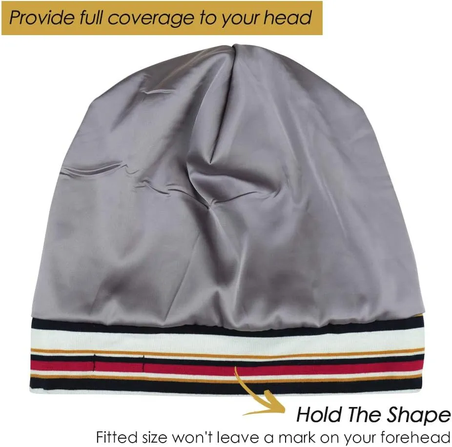 Adjustable Satin Lined Sleep Cap for Dreadlocks Curly Hair Large Head-Stay On Overnight