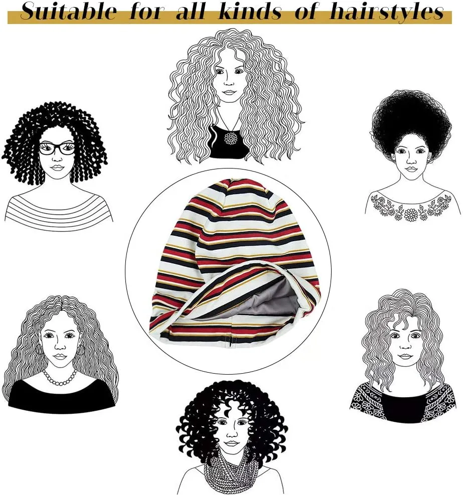 Adjustable Satin Lined Sleep Cap for Dreadlocks Curly Hair Large Head-Stay On Overnight