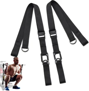 Adjustable Squat Bar Extension Straps – High - Strength Tear - Resistant Fitness Straps Compatible with Home Gym Cable Machines Ideal for Squats & Leg Workouts Secure Metal Buckles Easy Installation