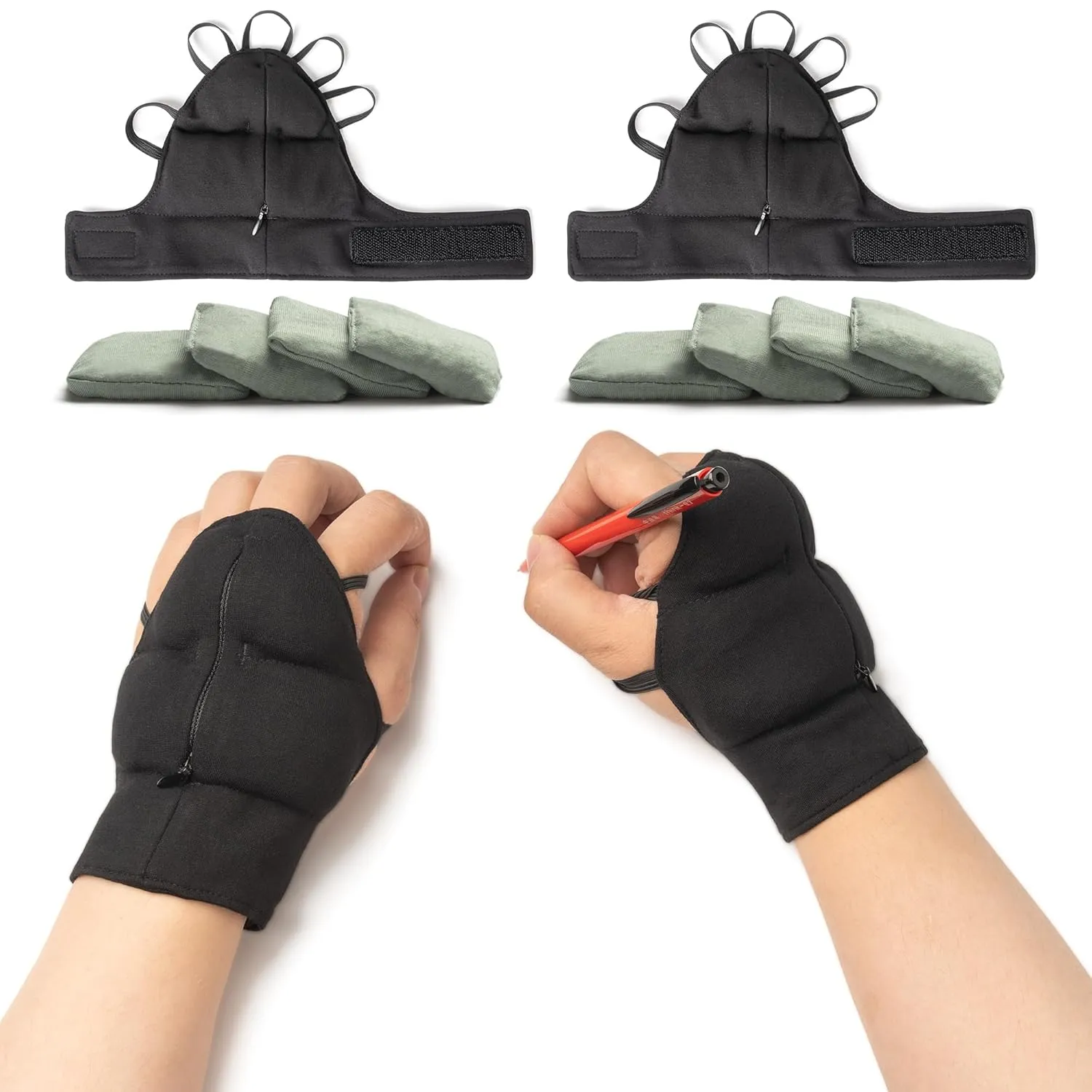 Adjustable Weighted Gloves for Hand Tremors, Adjustable Hand Stability Aid for Parkinson's Patients, Steel Weight Gloves for Enhanced Stability (2PK, Size M)