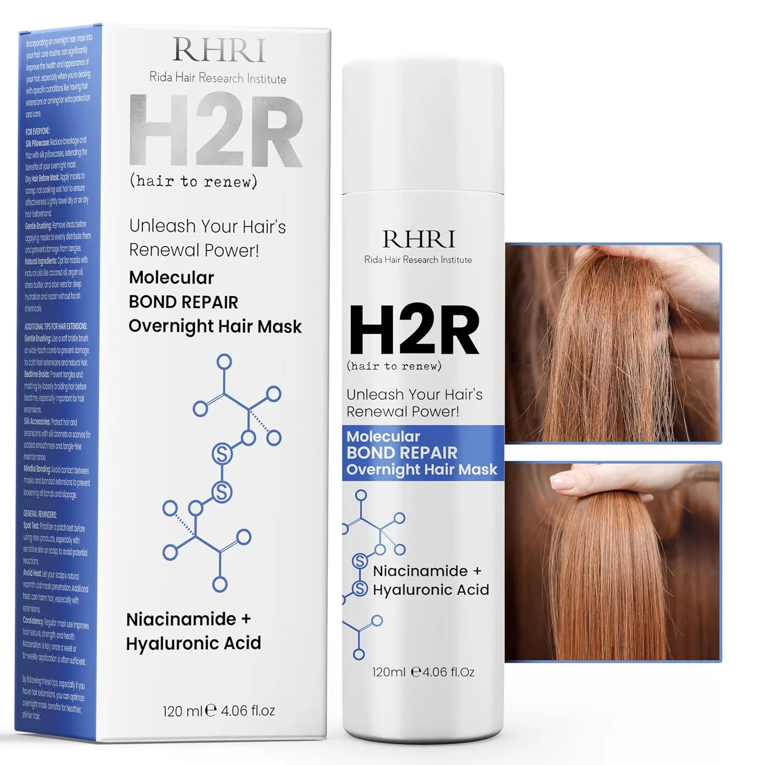Advanced Molecular Bond Repair Overnight Hair Mask | Hydrating Treatment for Dry, Damaged Hair | Strengthens All Hair Types | Professional Care for Curly Hair and Breakage Repair | Smooth Results