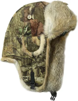 Advantage Timber Saddlecloth Pilot Hat Real Rabbit Fur Trapper Hunting Cap