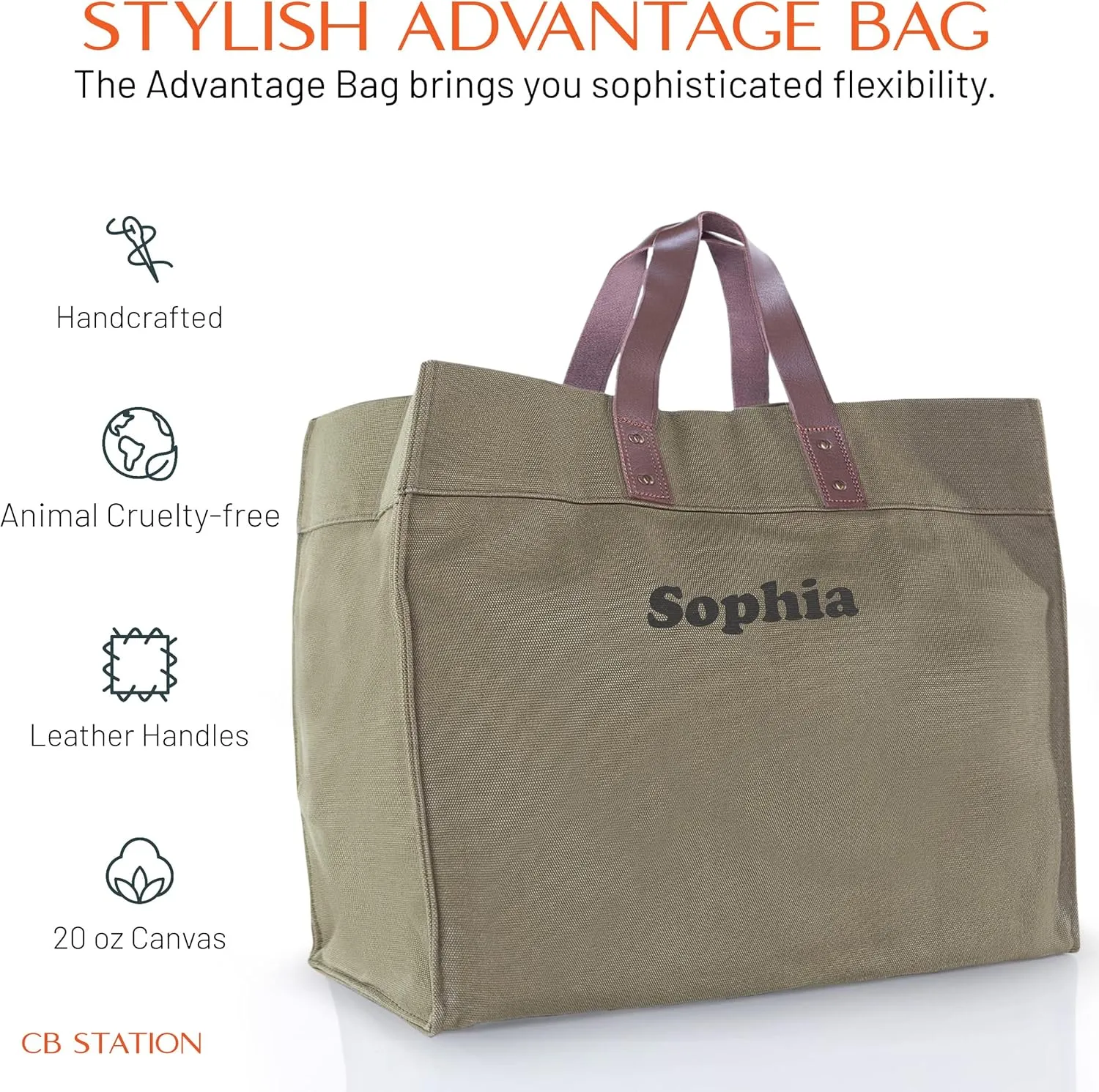 Advantage Tote Bag – Premium Quality & Sustainable Canvas Tote, Classic Tote bag with Genuine Leather Accents