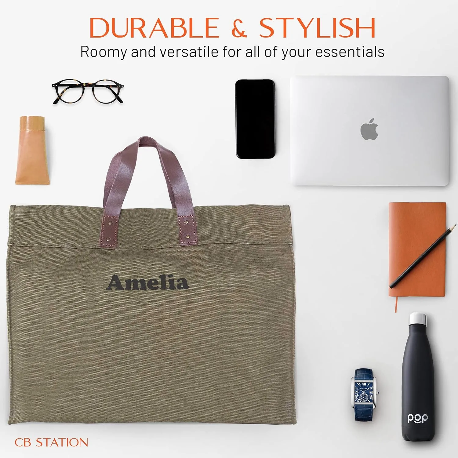 Advantage Tote Bag – Premium Quality & Sustainable Canvas Tote, Classic Tote bag with Genuine Leather Accents