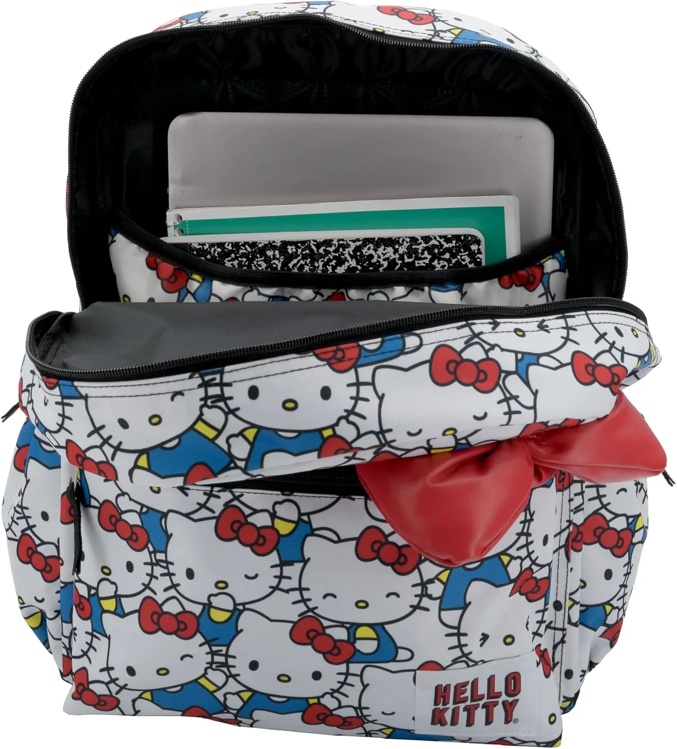 AI ACCESSORY INNOVATIONS Hello Kitty Kawaii Backpack, 16” Allover Print with 3D Iconic Hello Kitty Bow