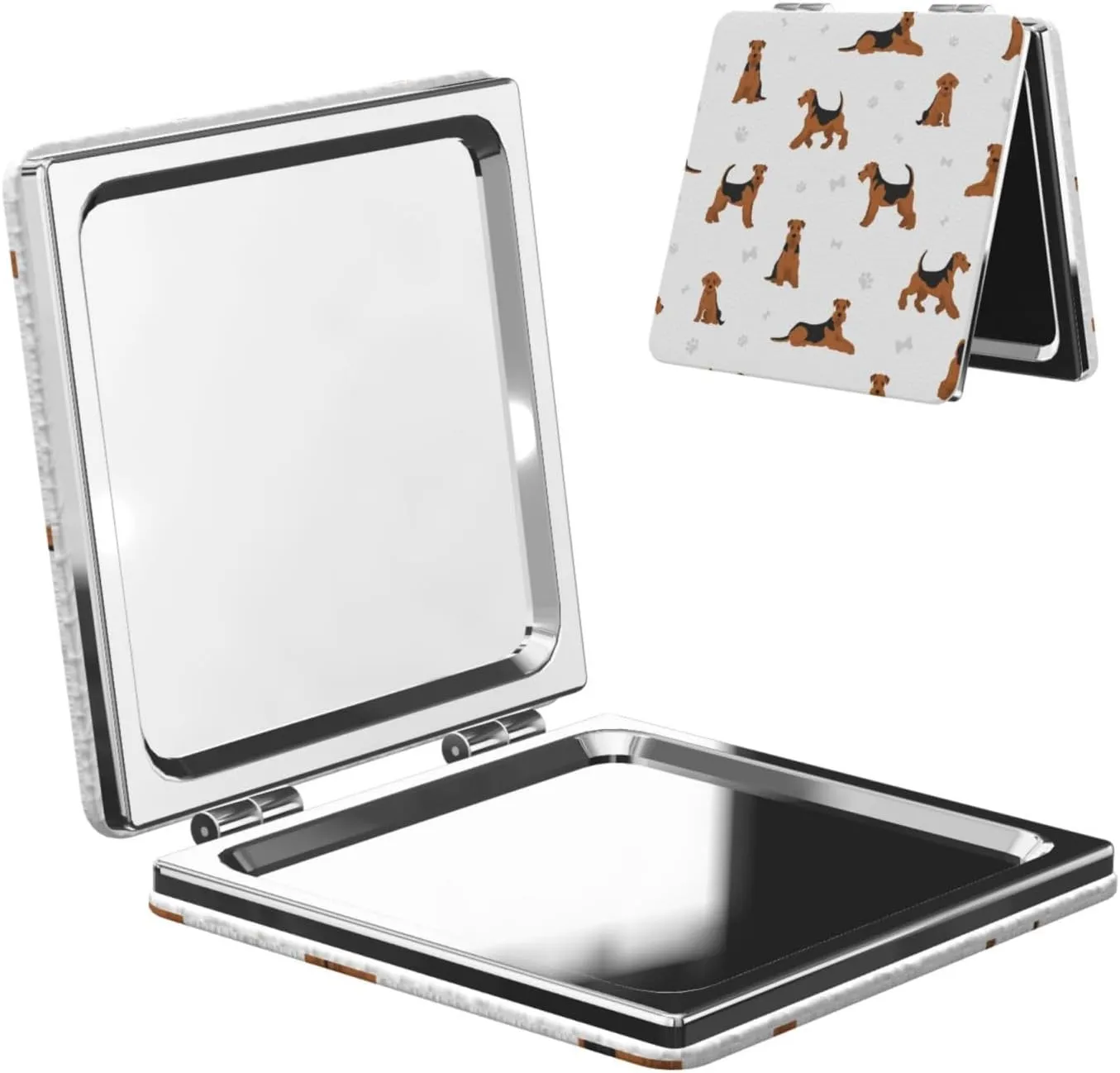 Airedale Terrier Dog Women Mini Cosmetic Mirror Folding Portable Pocket Makeup Mirror