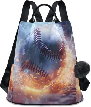 ALAZA Baseball Water Fire Collisions Backpack Purse for Women Anti Theft Travel Bag Fashion Back Pack Shoulder Bag Handbag