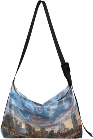 ALAZA Brooklyn Bridge and Manhattan at Sunset Women's Leather Hobo Handbag Shoulder Bag Crossbody Casual Large Tote Bag Purse