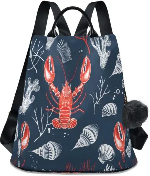 ALAZA Crayfish and Coral Backpack Purse for Women Anti Theft Travel Bag Fashion Back Pack Shoulder Bag Handbag