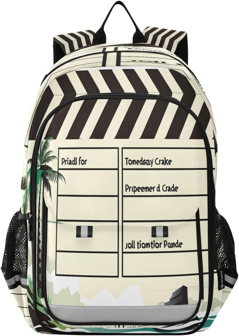 ALAZA Movie Clapboard Cinema Beach Backpack College Middle High School Bag Laptop Bag Casual Dayback Travel Business 17 inch