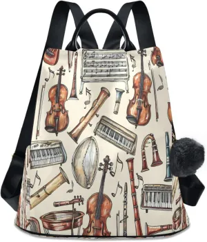 ALAZA Musical Instruments Backpack Purse for Women Anti Theft Travel Bag Fashion Back Pack Shoulder Bag Handbag