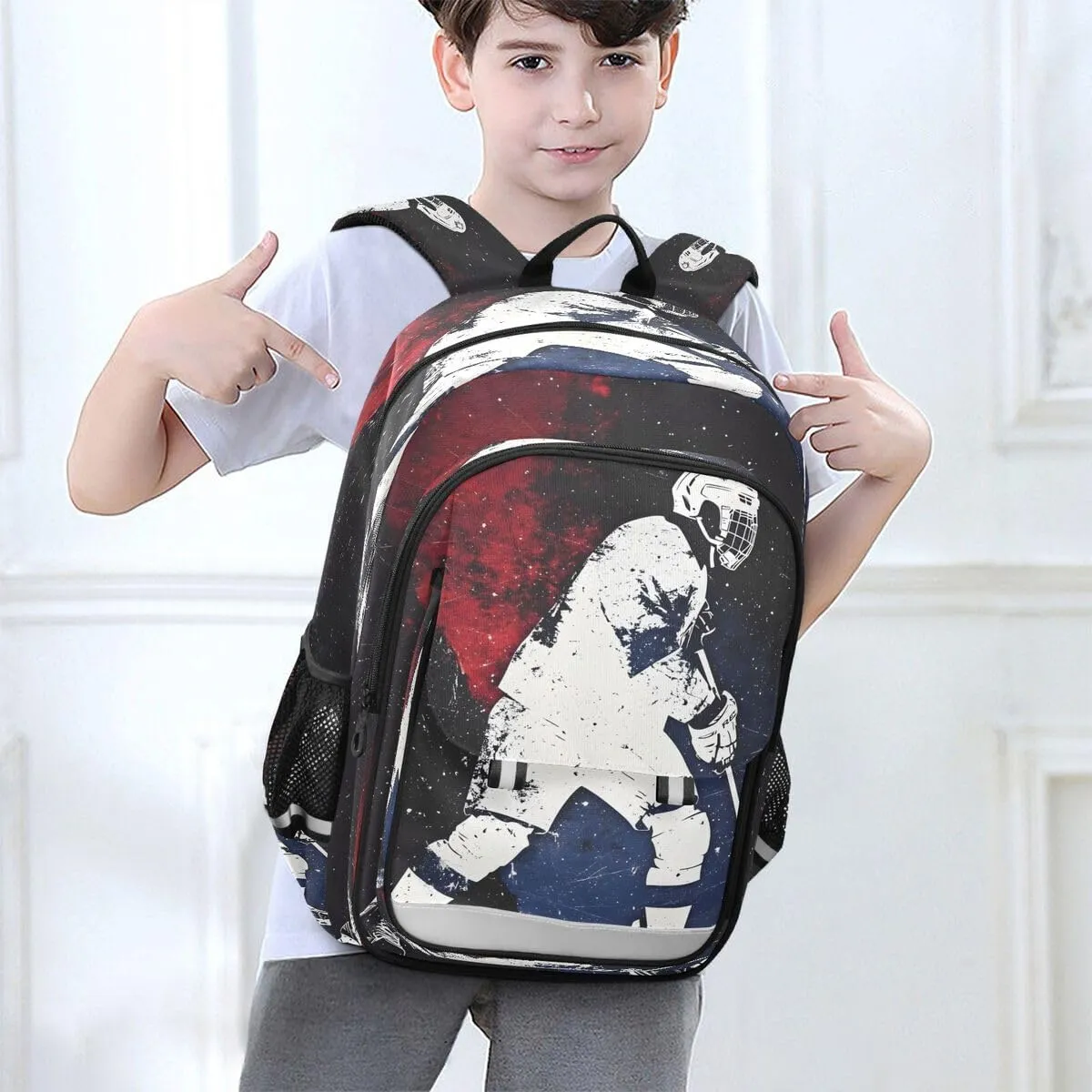 ALAZA Watercolor Ice Hockey Player Backpack College Middle High School Bag Laptop Bag Casual Dayback Travel Business 17 inch