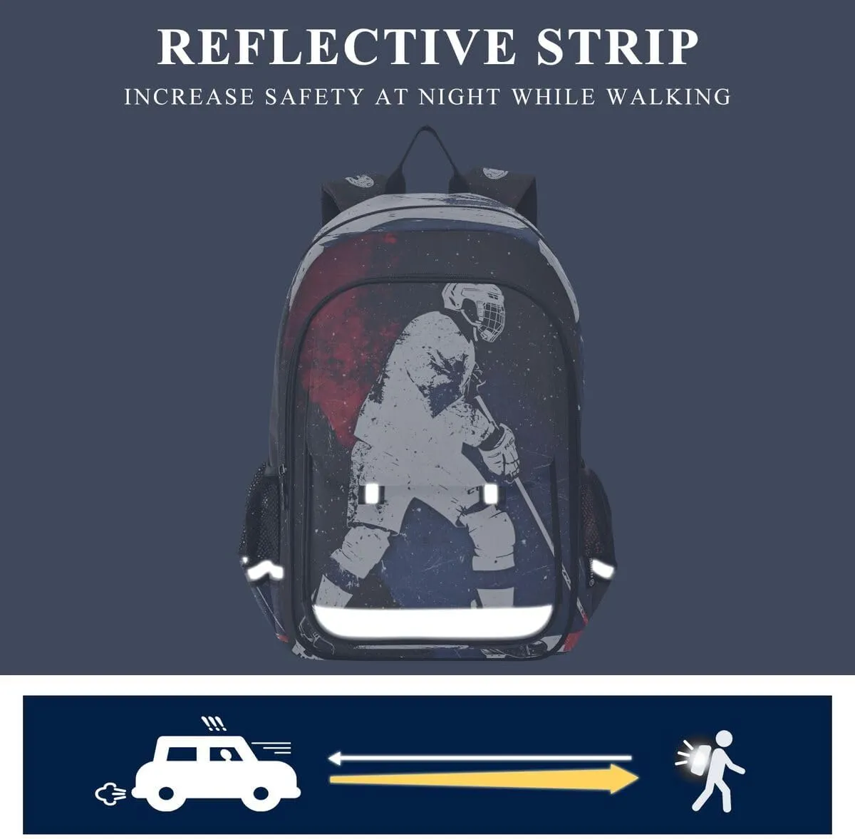 ALAZA Watercolor Ice Hockey Player Backpack College Middle High School Bag Laptop Bag Casual Dayback Travel Business 17 inch
