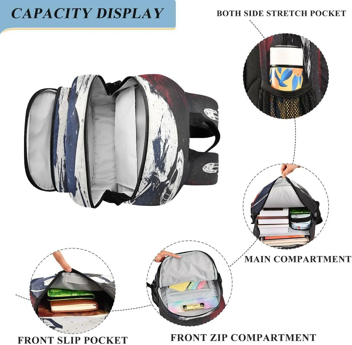 ALAZA Watercolor Ice Hockey Player Backpack College Middle High School Bag Laptop Bag Casual Dayback Travel Business 17 inch