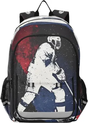 ALAZA Watercolor Ice Hockey Player Backpack College Middle High School Bag Laptop Bag Casual Dayback Travel Business 17 inch