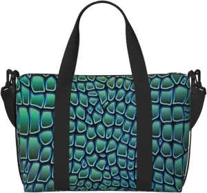 Alligator Skin Print Hand Travel Bag,Gym Bag,Weekend Travel Overnight Bag,Tote Bag Sports Bag For Women Men
