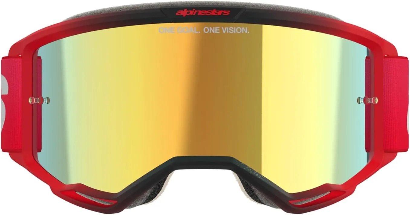 Alpinestars Vision 5 MX ATV MTB Off Road Goggle (Red - Mirror Gold Lens)