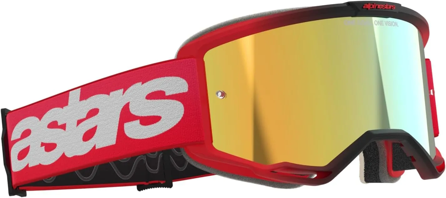 Alpinestars Vision 5 MX ATV MTB Off Road Goggle (Red - Mirror Gold Lens)