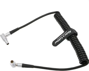 Alvin's Cables Right Angle 2 Pin Male Coiled Power Cable for ARRI Alexa Camera Teradek Bond SmallHD Monitor