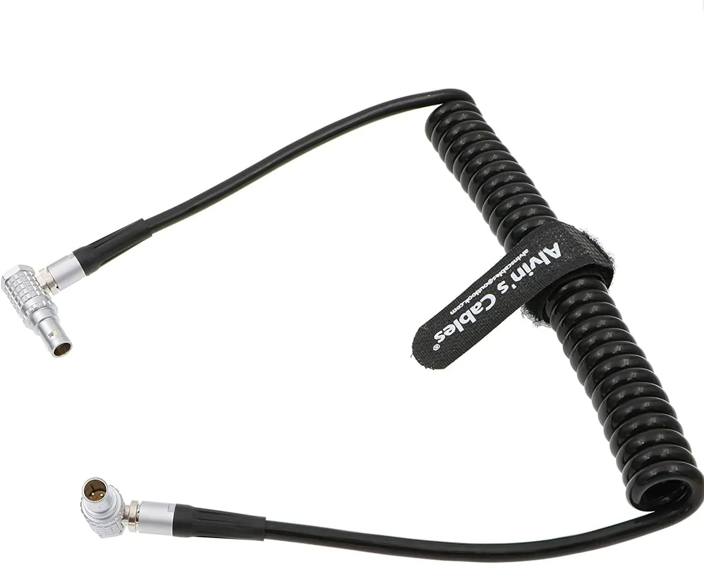 Alvin's Cables Right Angle 2 Pin Male Coiled Power Cable for ARRI Alexa Camera Teradek Bond SmallHD Monitor