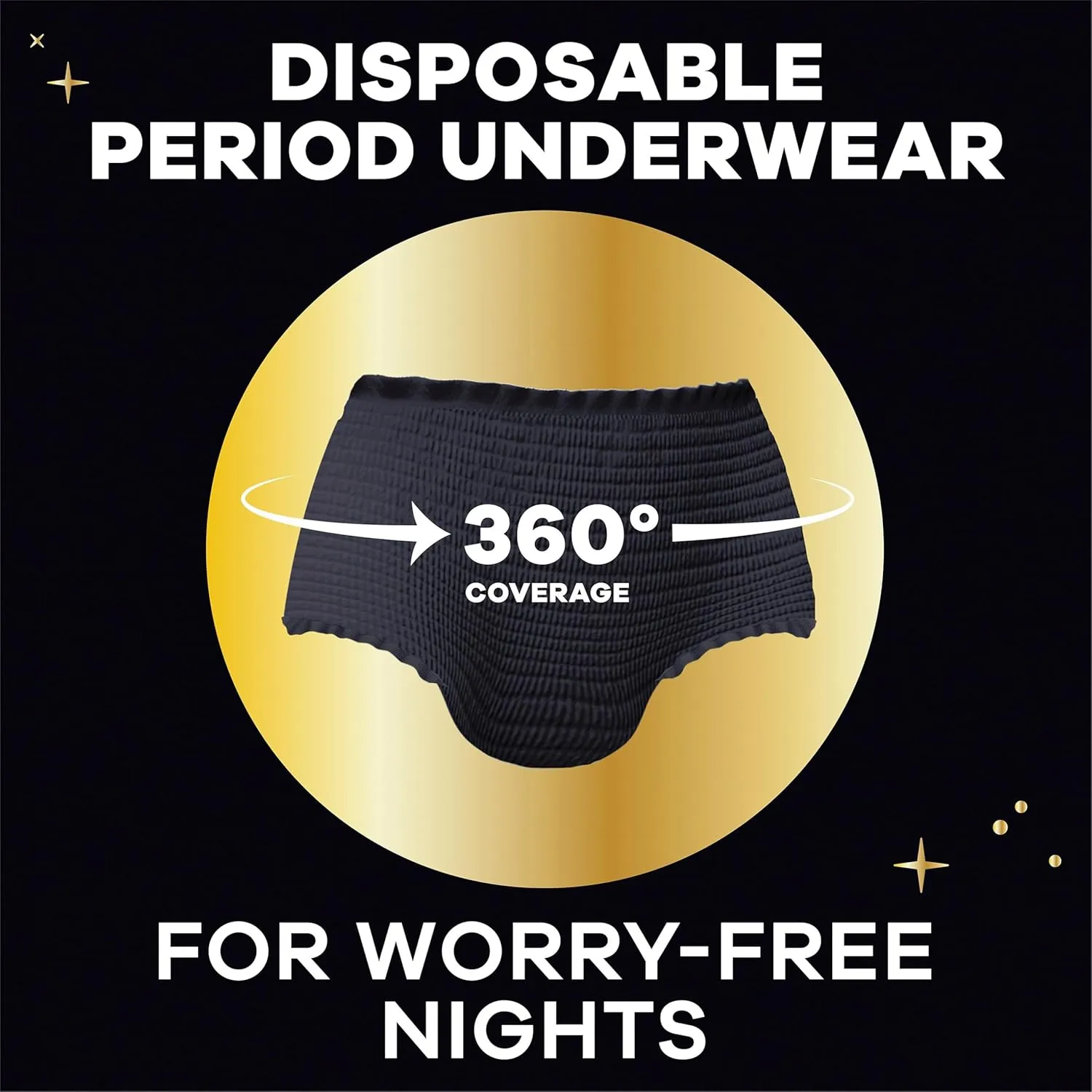 Always ZZZ Overnight Disposable Period Underwear for Women Sz L, 360° Coverage for Worry-Free Nights, 7 Count (Packaging May Vary)