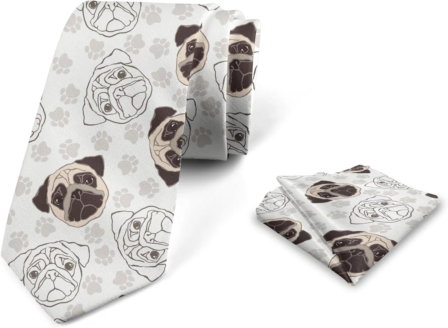 Ambesonne Men's Tie Set, Necktie Set Groom Handkerchief for Parties Weddings & All Occasions