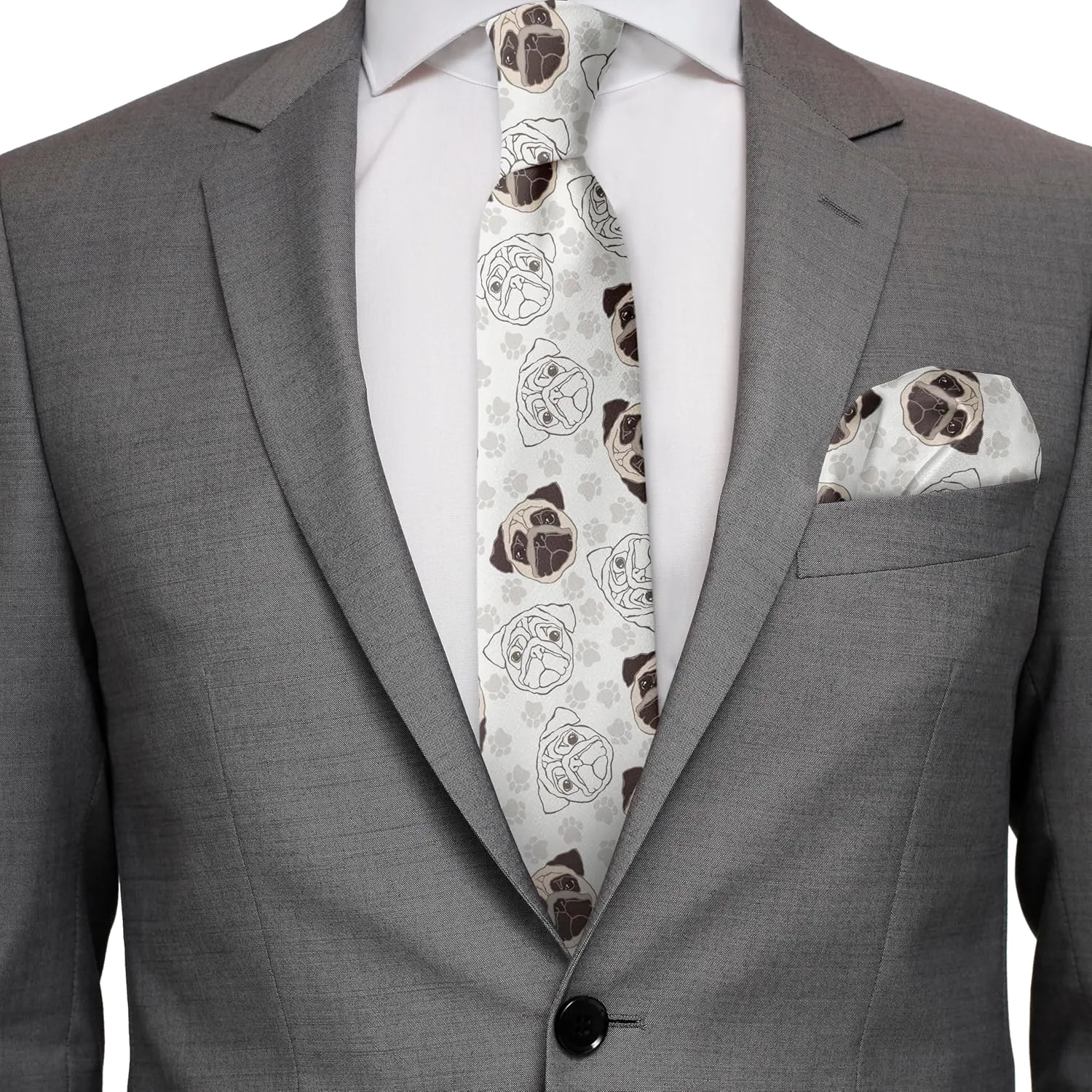 Ambesonne Men's Tie Set, Necktie Set Groom Handkerchief for Parties Weddings & All Occasions