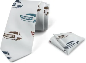 Ambesonne Men's Tie Set, Necktie Set Groom Handkerchief for Parties Weddings & All Occasions
