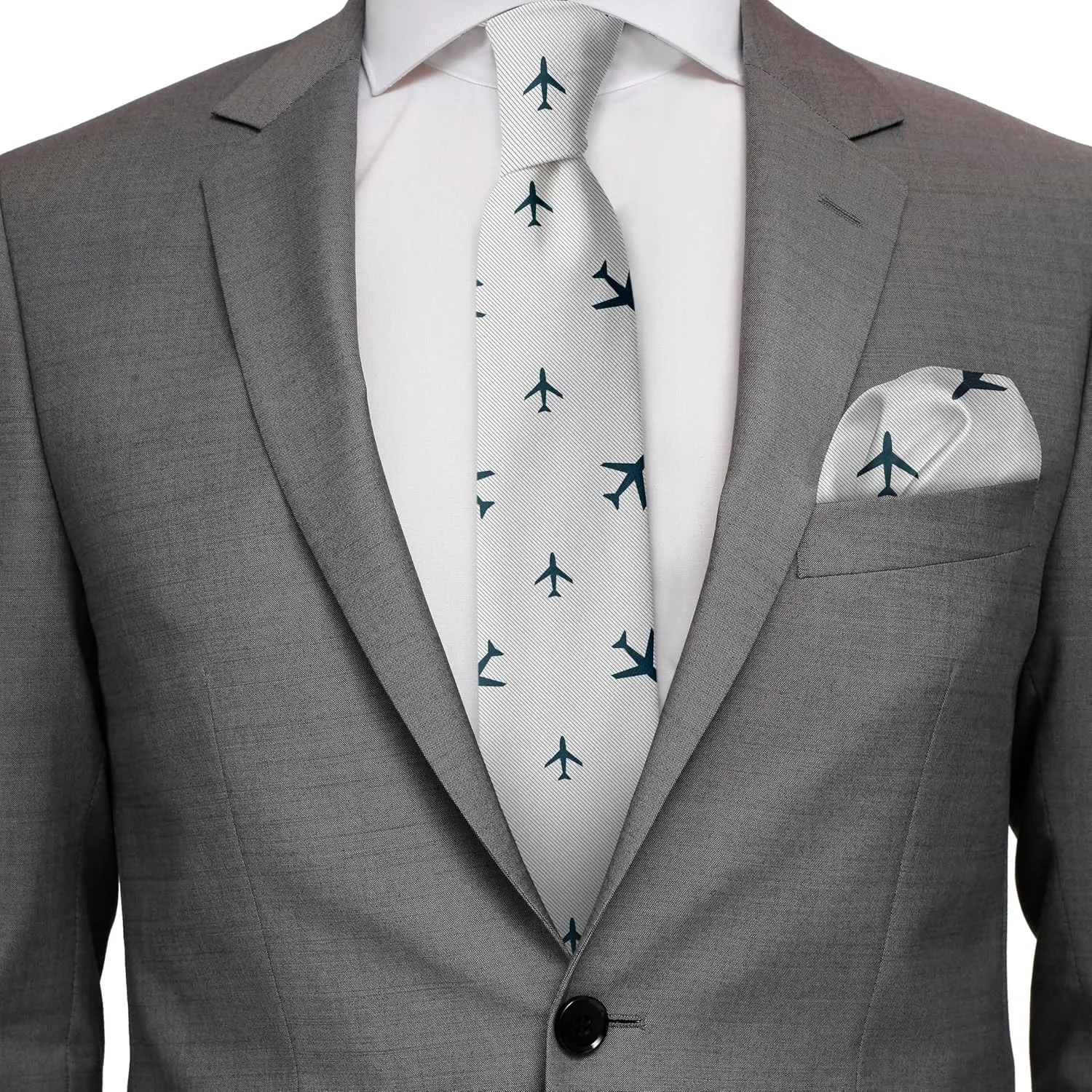 Ambesonne Men's Tie Set, Necktie Set Groom Handkerchief for Parties Weddings & All Occasions