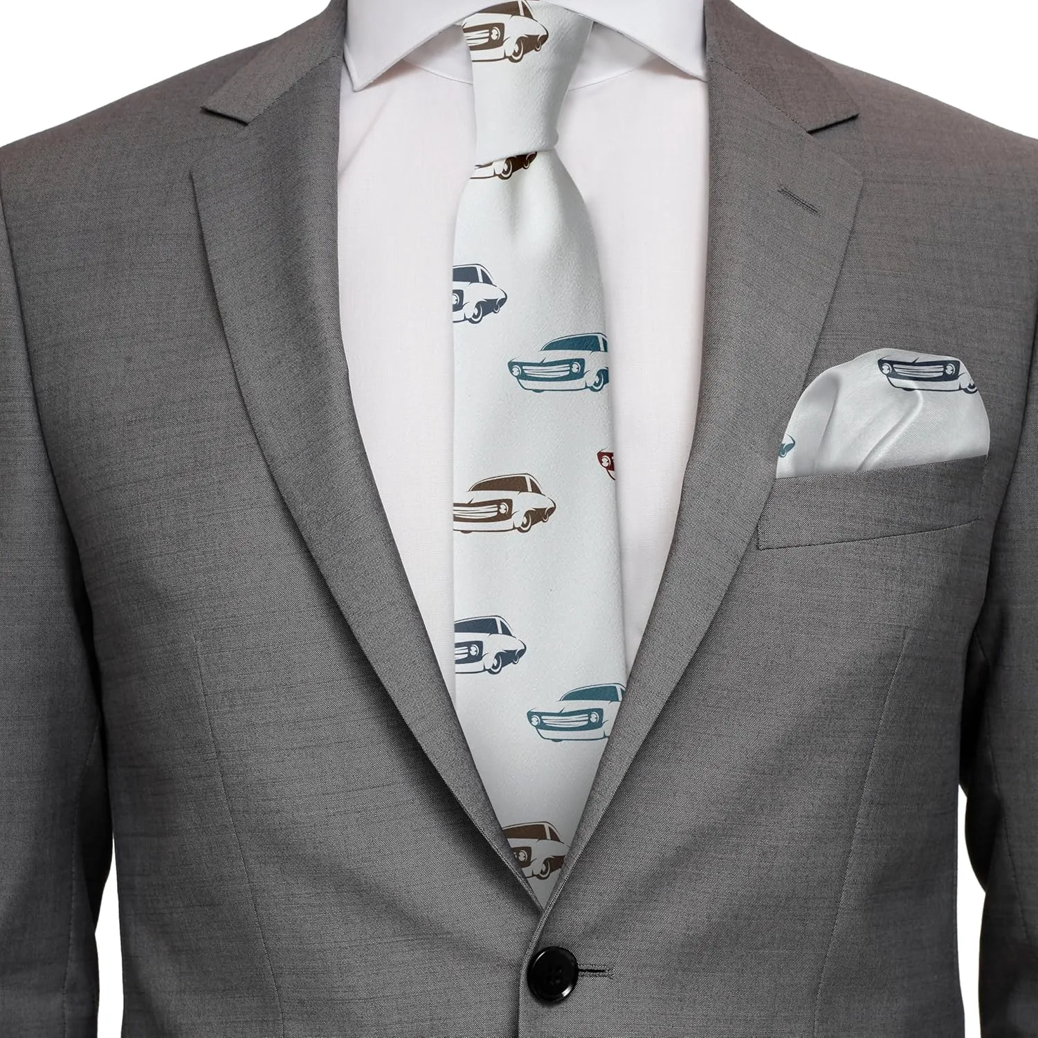 Ambesonne Men's Tie Set, Necktie Set Groom Handkerchief for Parties Weddings & All Occasions