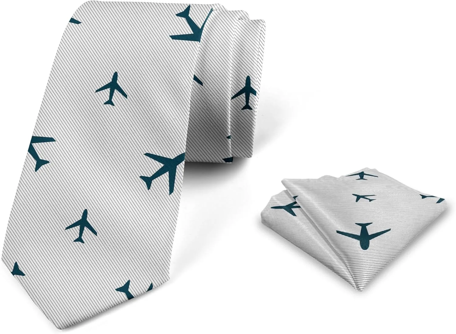 Ambesonne Men's Tie Set, Necktie Set Groom Handkerchief for Parties Weddings & All Occasions