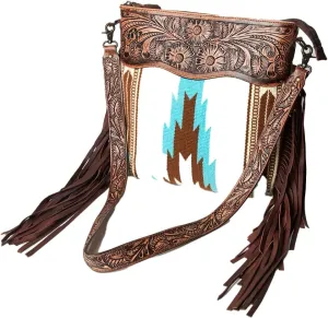 American Darling SIGNATURE CROSS BODY II Hand Tooled Upcycled Wool Genuine Leather Women Bag Western | Handbag Purse |