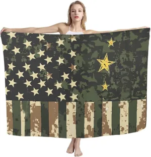 American Flag Green Beach Towels Oversized Quick Dry Woven Woven Throw Blanket for Enjoying A Day at The Beach Sand Free Beach Shawl for Comfortable Experience Large
