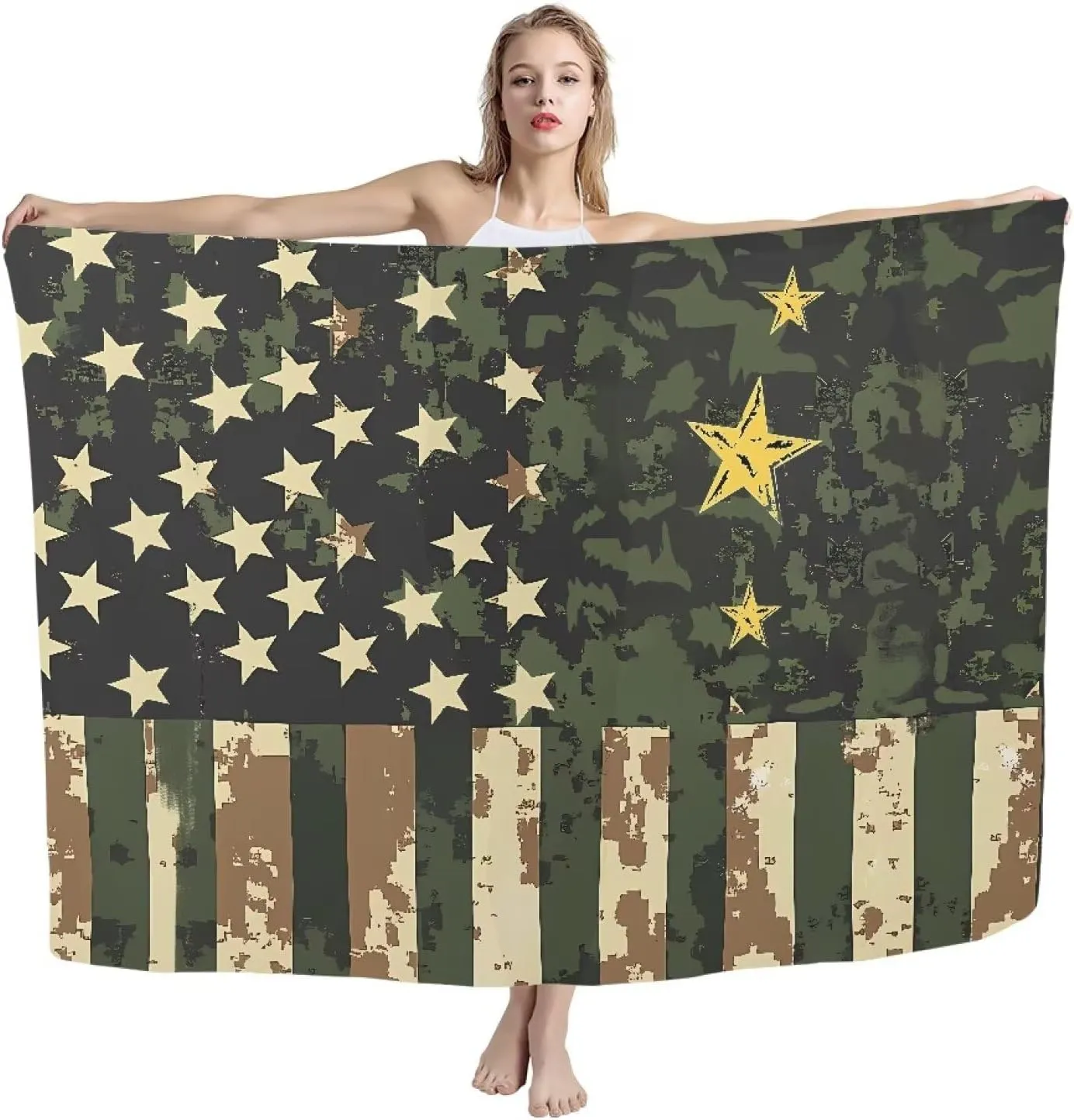 American Flag Green Beach Towels Oversized Quick Dry Woven Woven Throw Blanket for Enjoying A Day at The Beach Sand Free Beach Shawl for Comfortable Experience Large