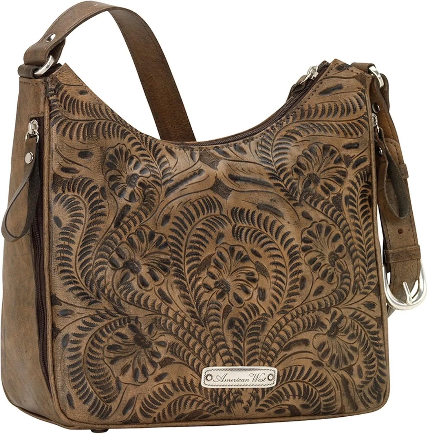 American West Annie's Secret Collection Shoulder bag w/Secret Compartment - 100% Genuine Leather Handbag for Women